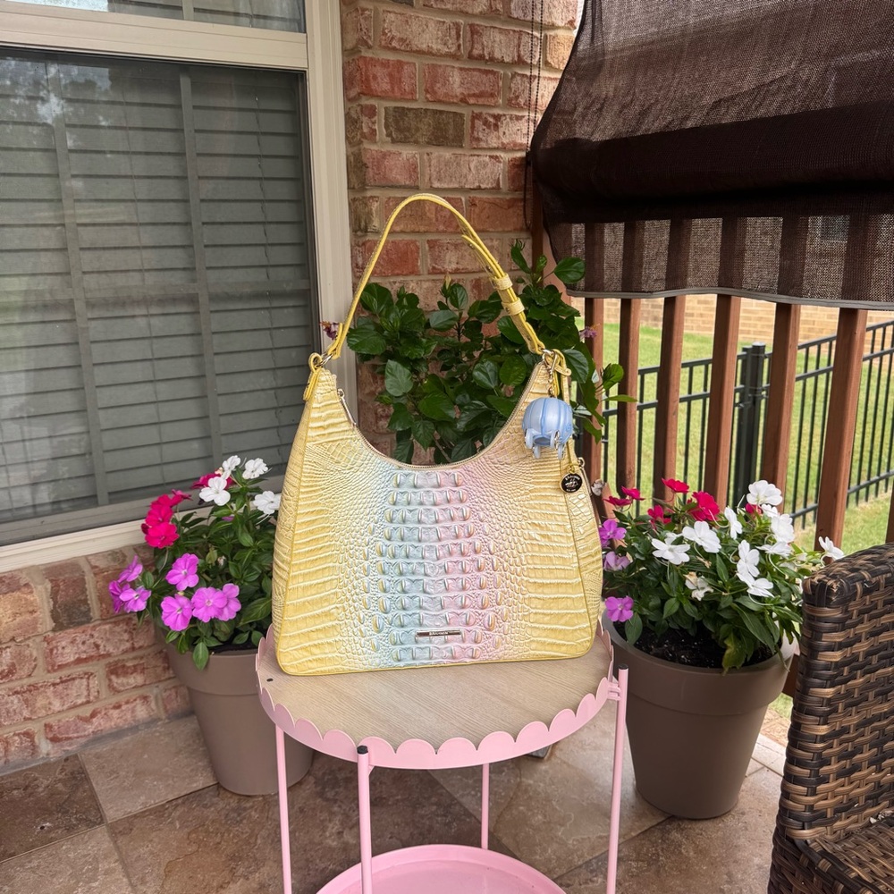 Brahmin Yellow and Pastel Hobo Bag